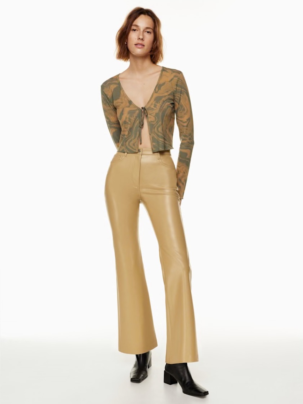 Aritzia Wilfred NWOT Melina Beige Vegan Leather Country Western Pants (Size 2)